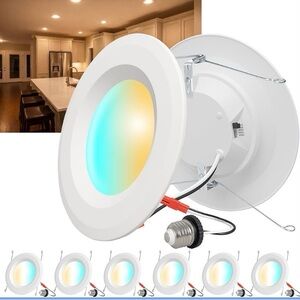 NEW - 6 Inch LED Recessed Lighting 6 Pack, Retrofit LED Can Lights, 5CCT Recesse